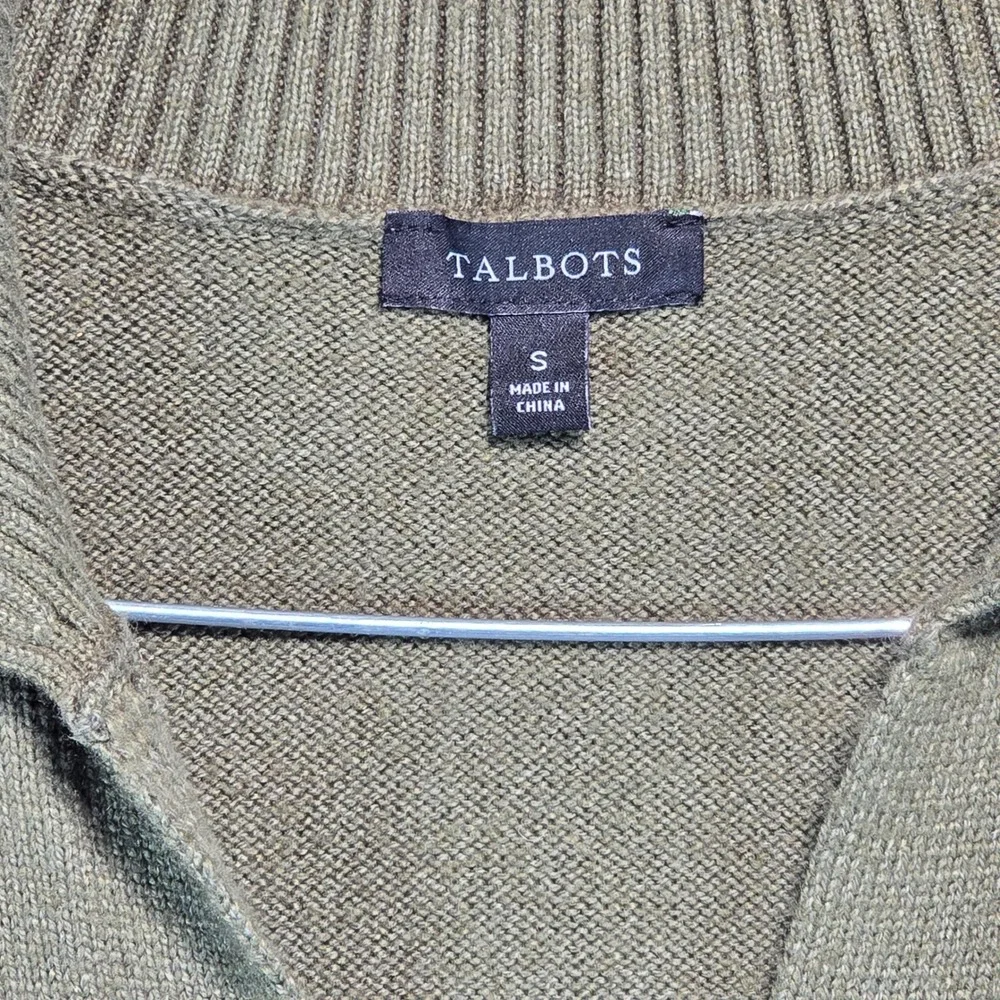 Talbots Womens Olive Green Long Sleeve V-Neck Polo Collar Sweater Dress Small - Picture 5 of 15